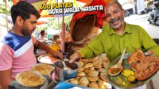 24/- Rs SHANDAR Indian Street Food Agra | Deviram Bedai, 30 type Paratha, SPICIEST Chole Kulche