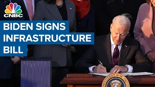 President Joe Biden signs infrastructure bill