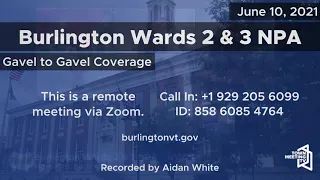 Burlington Wards 2 & 3 NPA - 6/10/2021