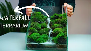 i made a  mossy stones terrarium waterfall, simple & easy