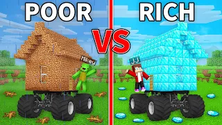 JJ's RICH RV House vs MIkey's POOR RV Base Battle in Minecraft - Maizen