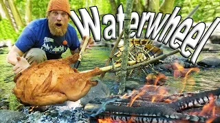 How to Smoked And Roasted  Rotisserie Chicken On The Bushcraft Waterwheel Part 4 (87 Days Ep. 31)