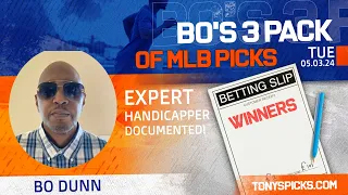 3 FREE MLB Picks and Predictions on MLB Betting Tips by Bo Dunn, Friday 5/3/2024