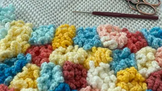 Halı Kaydırmaz Üzerine Örgü Çiçek Motifli Paspas Yapımı/Making Flower Motif Knitted Mat