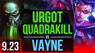 URGOT vs VAYNE (TOP) | 2.4M mastery points, Quadrakill, 700+ games, Legendary | Korea Master | v9.23