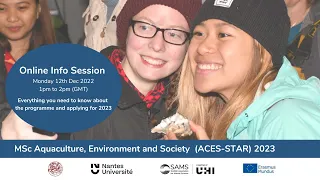 Aquaculture MSc: ACES-STAR online information session and Q&A 2022