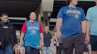 Orlando Magic fans celebrate team's victory against Cavaliers