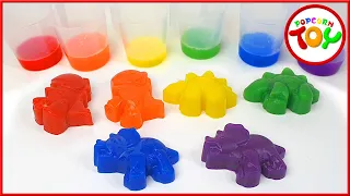 [POPCORNTOY]Making Rainbow Dinosaur Jelly With Gelatin 젤라틴으로 무지개 공룡젤리 만들기#jelly#gelatin#dinosaur
