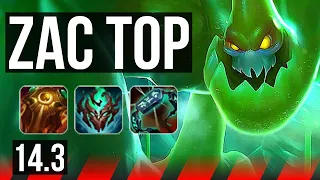 ZAC vs AATROX (TOP) | 10/1/6, Legendary, 400+ games | KR Master | 14.3