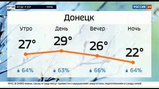 Прогноз погоды, свидетельство о регистрации и заставка "Местное время" (Россия 24, 09.07.2023)