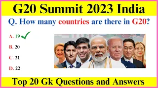 G20 Summit 2023 | Top 20 Gk Questions and Answers on G20 Summit | G20 Current Affairs 2023