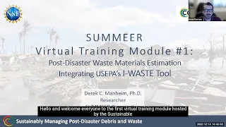 SUMMEER Virtual Training - Post-Disaster Waste Materials Estimation Using EPA's I-WASTE Tool