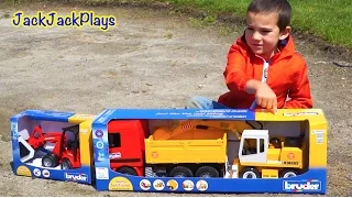 Bruder Construction Toy Trucks UNBOXING! Excavator, Loader Toys | JackJackPlays