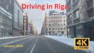 [4K] Поездка по Риге утром | Morning driving in Riga, Latvia | January 2024