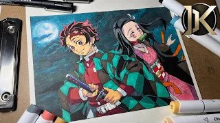 How to Draw Tanjiro and Nezuko | DKArtsTV