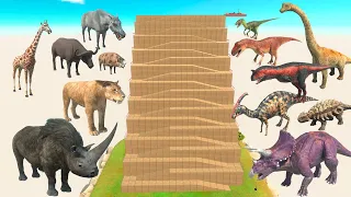 Animals vs Dinosaurs Zigzag Mountain Running - Animal Revolt Battle Simulator