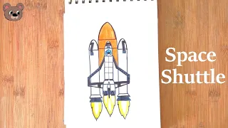 Space Shuttle Drawing with colouring markers / Space Transport Drawing for kids
