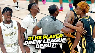 #1 Ranked 10th Grader Drew League Debut Gets HEATED!! AJ Dybantsa SHUTS IT DOWN!!