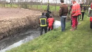 Groningen - Uitgeput paard door brandweer uit sloot gehaald