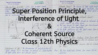Super Position Principle, Interference of Light, Coherent Source, Chapter 10, Wave Optics, Class 12