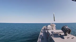 Rocket fire of the frigate "Admiral Grigorovich"