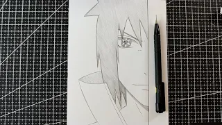 Anime drawing | how to draw Sasuke half face easy step-by-step | pencil sketch easy [ Naruto ]