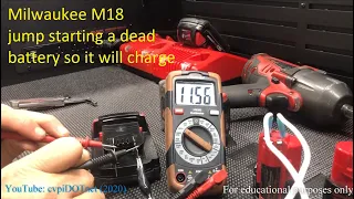 Milwaukee M18 jumpstart a Dead Battery - Bring it back to life - jump starting - flashing red green