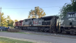 CSX Ethanol Train with CP, KCSM, and NS power going from Garrett Sub to Toledo Sub in Deshler, Ohio