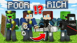 JJ and MIKEY from POOR to RICH POLICE in Minecraft! - Maizen