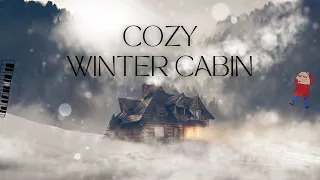 Cozy Winter Cabin | Sleep and Relax with Crackling Fire, Smooth Piano and Howling Wind | ASMR