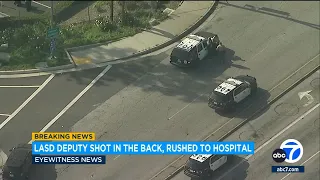 Manhunt underway after Southern California deputy shot in back