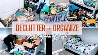 DECLUTTER + ORGANIZE WITH ME! | KID'S ROOM + TOY DECLUTTERING MOTIVATION | Kid's bedroom refresh!