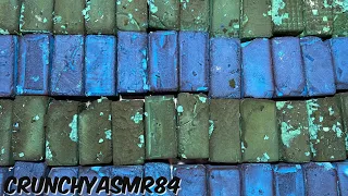 100 Soft Dyed Blue & Green Block Halves | 400K Celebration Part 2 | Oddly Satisfying | ASMR