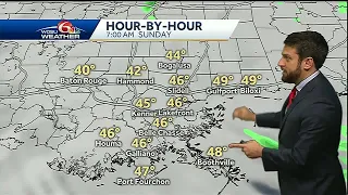Showers linger tonight, but drier and colder Sunday