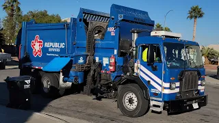 Republic Services Las Vegas 2 Peterbilt 520 McNeilus ZR Garbage Trucks on Saturday Trash and Recycle