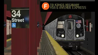 OpenBVE Special: F Train To Kings Highway Via 6th Avenue Express (R160A Half NYS Wrap)