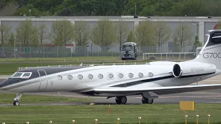 GULFSTREAM G700! N702GD departs Farnborough.  Will this be Elon Musk's new plane? 8 May 2023