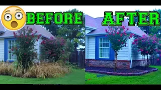 CRAZY CLEAN UP - Landscaping before and after - How to clear Overgrown flower bed