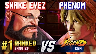 SF6 ▰ SNAKE EYEZ (#1 Ranked Zangief) vs PHENOM (Ken) ▰ Ranked Matches