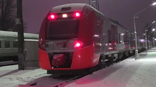 Pskov –St. Petersburg. A trip on a Lastochka train in the morning 31.12.2021