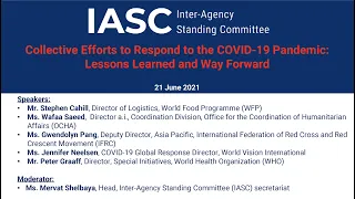 IASC ECOSOC HAS Side Event on Collective Efforts to Respond to the COVID 19 Pandemic