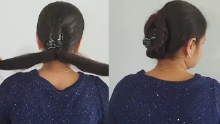 New bun hairstyle using clutcher | Messy bun hairstyle | 1 min. Messy bun hairstyle | #hairstyles