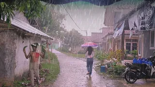 Running because a very scary lightning disrupts village life | Heavy rain overcomes chronic stress