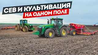 Обновили масло и фильтра у JD-8335R. Съемка с 2-х "фронтов" - сев и культивация.