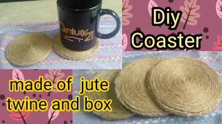 DIY COASTER MADE FROM JUTE TWINE AND BOX