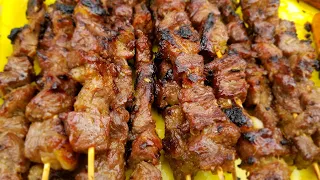 Grilled Thai-Style Beef Skewers| Asia Street Food|Ci Nqaij Nyuj noj Qab Heev