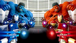 Red Hulk & Ironman Vs Blue Hulk & Blue Ironman [Very Hard AI] | Marvel vs Capcom: Infinite