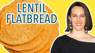 Lentil Flatbread: 2-ingredient, gluten-free, vegan wrap/crepe/flatbread