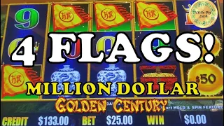 🍀 JACKPOT HANDPAY!  $25 SPIN FOUR FLAG BONUS SAVES ME! MILLION DOLLAR GOLDEN CENTURY DRAGON LINK!