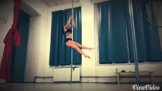 Static pole, Anna Nikulina, Pole dance combination